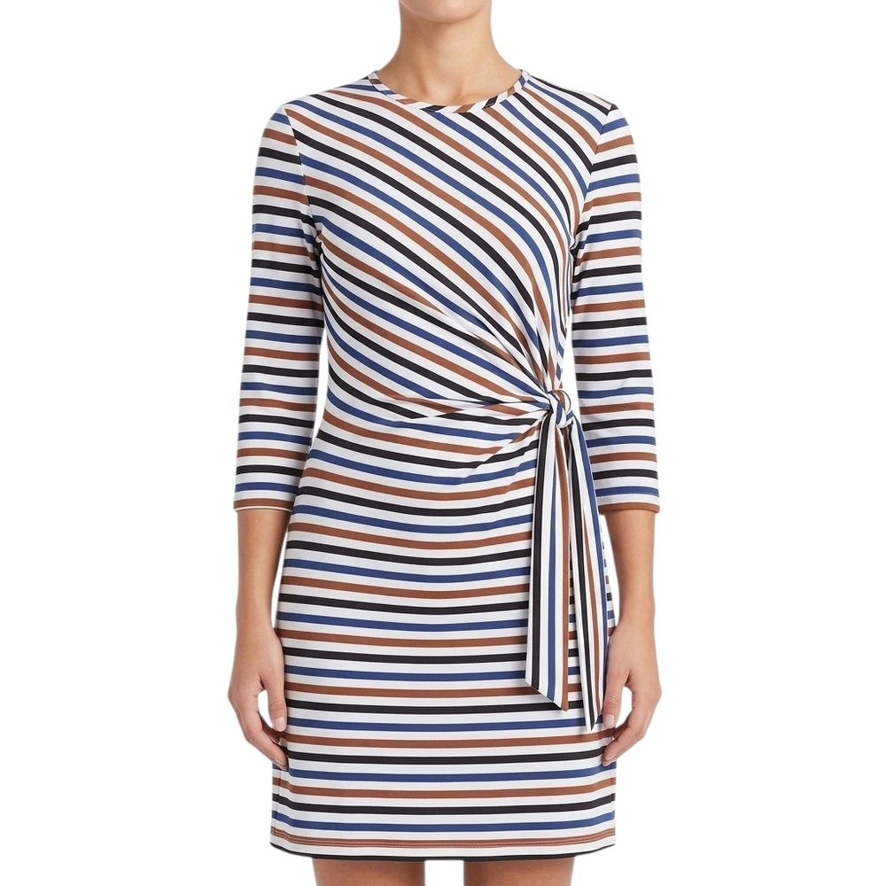J McLaughlin Elora Dress Striped Catalina Cloth‎ Tie Waist Preppy Chic Stretchy